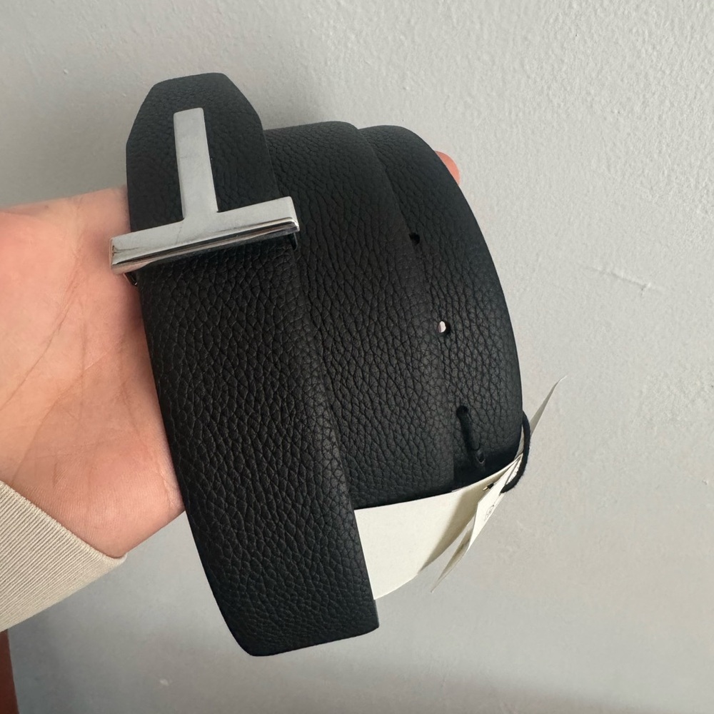 Tom ford Black Belt with Silver T Buckle - size 105 - Picture 2 of 6